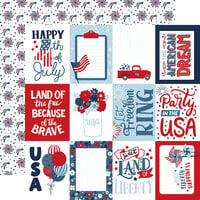 Echo Park - Stars And Stripes Forever Collection - 12 x 12 Double Sided Paper - 3 x 4 Journaling Cards