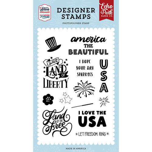Echo Park - Stars And Stripes Forever Collection - Clear Photopolymer Stamps - Land Of The Free
