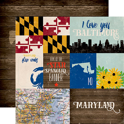 Echo Park - Stateside Collection - 12 x 12 Double Sided Paper - Maryland