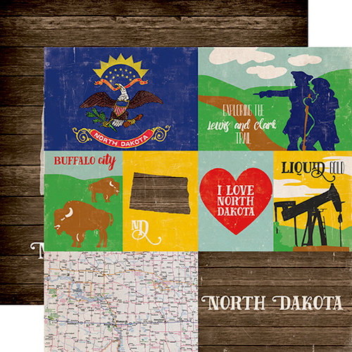 Echo Park - Stateside Collection - 12 x 12 Double Sided Paper - North Dakota