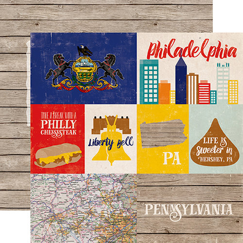 Echo Park - Stateside Collection - 12 x 12 Double Sided Paper - Pennsylvania