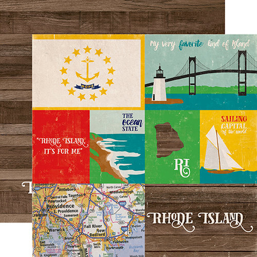 Echo Park - Stateside Collection - 12 x 12 Double Sided Paper - Rhode Island