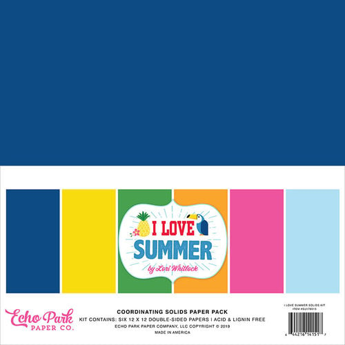 Echo Park - I Love Summer Collection - 12 x 12 Paper Pack - Solids