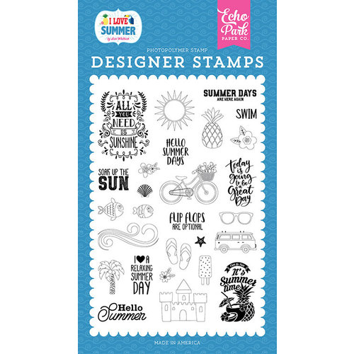 Echo Park - I Love Summer Collection - Clear Photopolymer Stamps - It's Summer Time