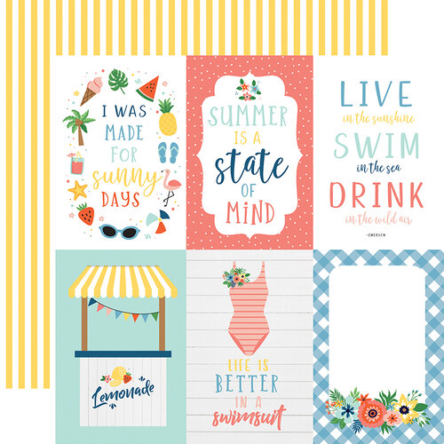 Echo Park - Summertime Collection - 12 x 12 Double Sided Paper - 4 x 6 Journaling Cards