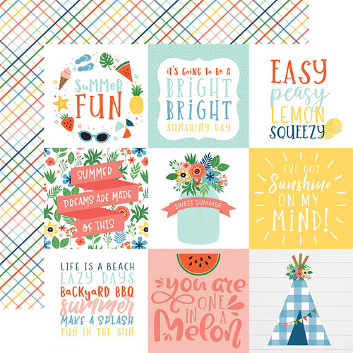 Echo Park - Summertime Collection - 12 x 12 Double Sided Paper - 4 x 4 Journaling Cards