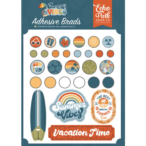 Echo Park - Summer Vibes Collection - Self Adhesive Decorative Brads