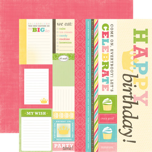 Echo Park - Birthday Girl Collection - 12 x 12 Double Sided Paper - Journaling