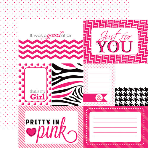 Echo Park - Pretty in Pink Collection - 12 x 12 Double Sided Paper - Pink Journaling