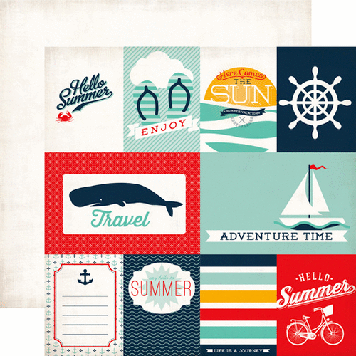 Echo Park - Summer Adventure Collection - 12 x 12 Double Sided Paper - Journaling