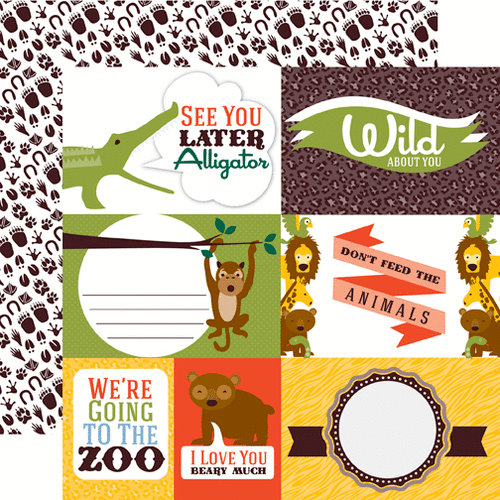 Echo Park - Day at the Zoo Collection - 12 x 12 Double Sided Paper - Animal Journaling