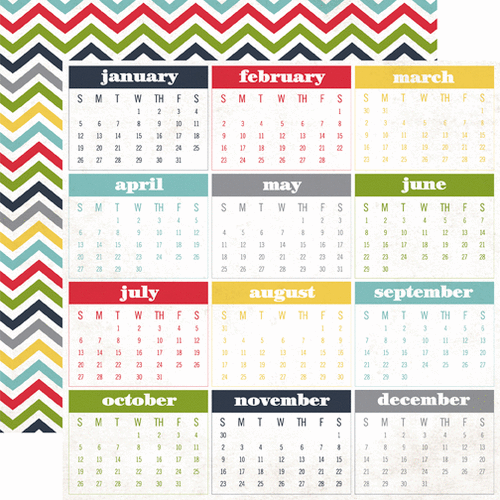 Echo Park - My Life Collection - 12 x 12 Double Sided Paper - Calendar Months