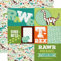 Echo Park - Dinosaur Adventure Collection - 12 x 12 Double Sided Paper - Journaling Cards