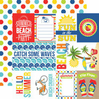 Echo Park - Beach Party Collection - 12 x 12 Double Sided Paper - Journaling Cards