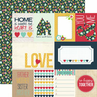 Echo Park - Our Family Collection - 12 x 12 Double Sided Paper - Journaling Cards