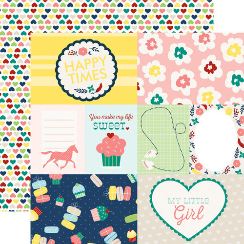 Echo Park - My Little Girl Collection - 12 x 12 Double Sided Paper - Journaling Cards