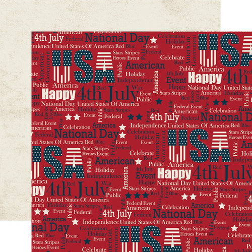 Echo Park - Stars and Stripes Collection - 12 x 12 Double Sided Paper - Words