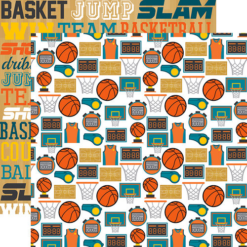 Echo Park - Basketball Collection - 12 x 12 Double Sided Paper - Basketball Icons