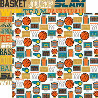 Echo Park - Basketball Collection - 12 x 12 Double Sided Paper - Basketball Icons