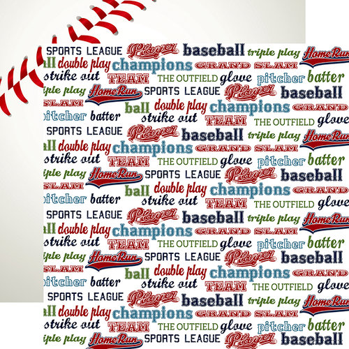 Echo Park - Baseball Collection - 12 x 12 Double Sided Paper - Baseball Words