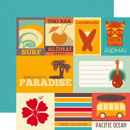 Echo Park - Island Paradise Collection - 12 x 12 Double Sided Paper - Journaling Cards