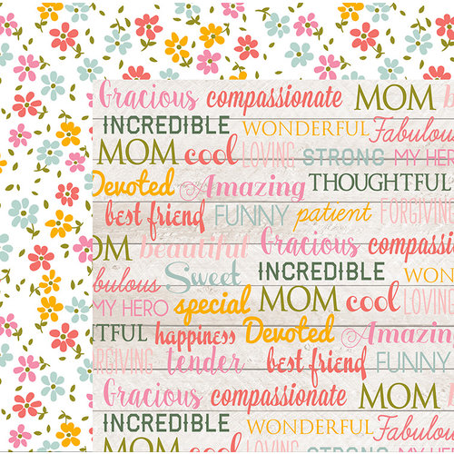 Echo Park - Beautiful Mom Collection - 12 x 12 Double Sided Paper - Mom Words