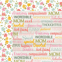 Echo Park - Beautiful Mom Collection - 12 x 12 Double Sided Paper - Mom Words