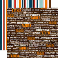 Echo Park - Team Dad Collection - 12 x 12 Double Sided Paper - Team Dad Words