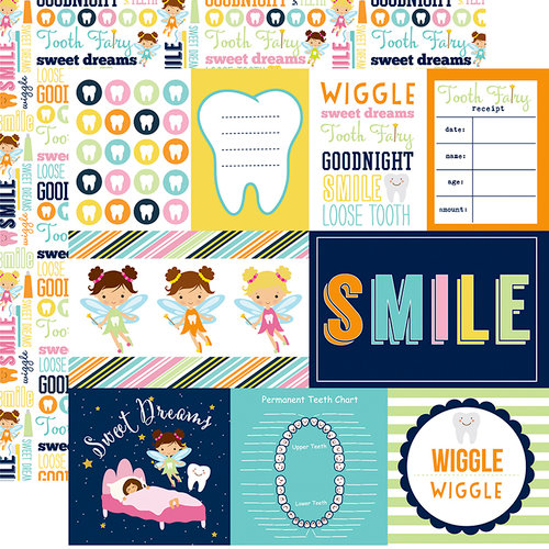 Echo Park - Tooth Fairy Collection - 12 x 12 Double Sided Paper - Journaling Cards