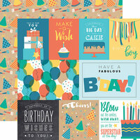 Echo Park - Birthday Boy Collection - 12 x 12 Double Sided Paper - Journaling Cards