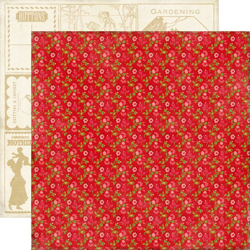 Echo Park - This and That Collection - Graceful - 12 x 12 Double Sided Paper - Red Floral