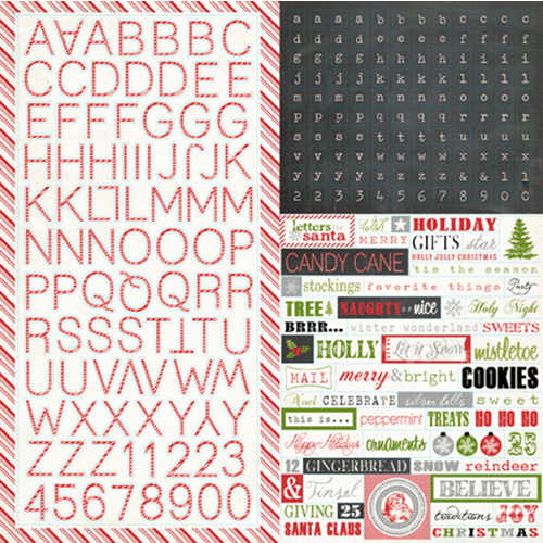 Echo Park - Tis the Season - Christmas - 12 x 12 Cardstock Stickers - Alphabet