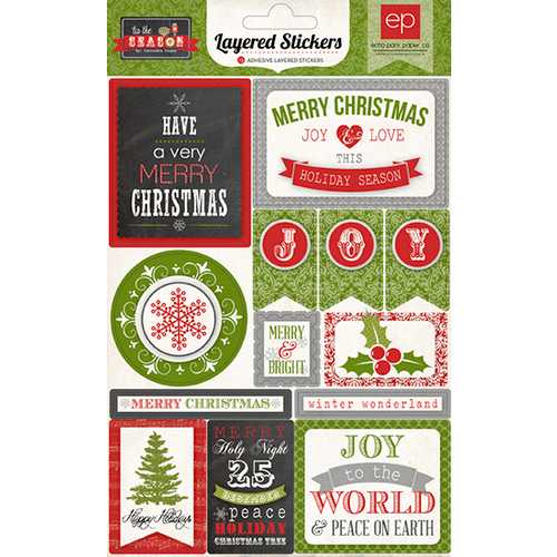 Echo Park - Tis the Season - Christmas - Layered Cardstock Stickers