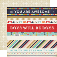 Echo Park - Thats My Boy Collection - 12 x 12 Double Sided Paper - Boy Border Strips