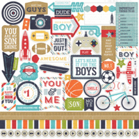 Echo Park - Thats My Boy Collection - 12 x 12 Cardstock Stickers - Elements