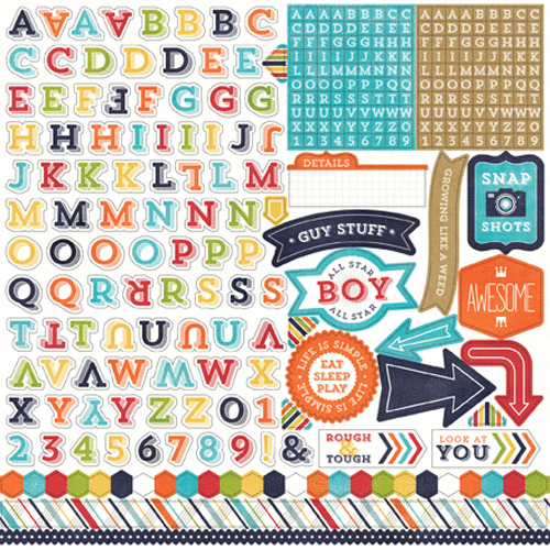 Echo Park - That's My Boy Collection - 12 x 12 Cardstock Stickers - Alphabet