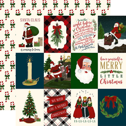 Echo Park - Twas the Night Before Christmas Collection - 12 x 12 Double Sided Paper - Vertical 3 x 4 Journaling Cards