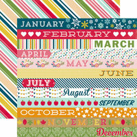Echo Park - Through The Year Collection - 12 x 12 Double Sided Paper - Month Border Strips
