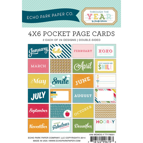 Echo Park - Through The Year Collection - 4 x 6 Pocket Page Cards - Memos