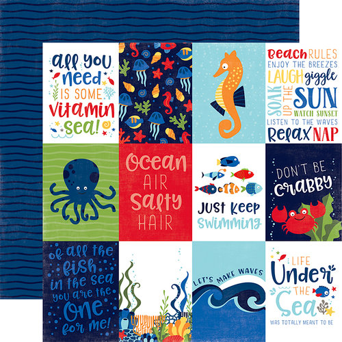 Echo Park - Under the Sea Collection - 12 x 12 Double Sided Paper - 3 x 4 Journaling Cards