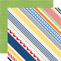 Echo Park - Under the Sea Collection - 12 x 12 Double Sided Paper - Crabby Stripe