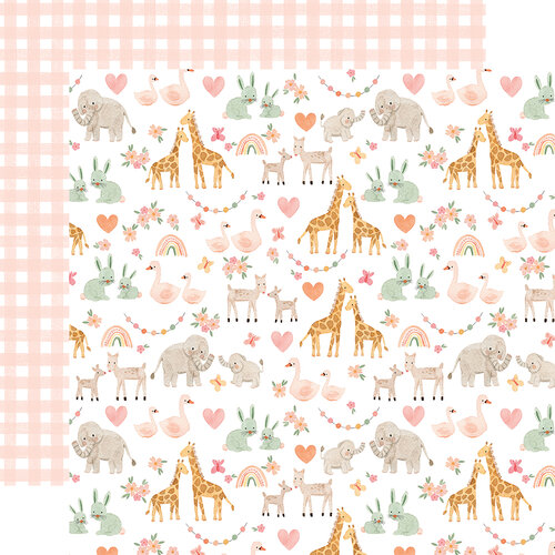 Echo Park - Welcome Baby Girl Collection - 12 x 12 Double Sided Paper - Baby Animals