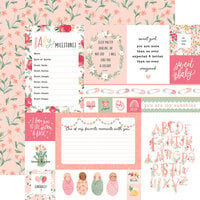 Echo Park - Welcome Baby Girl Collection - 12 x 12 Double Sided Paper - Multi Journaling Cards