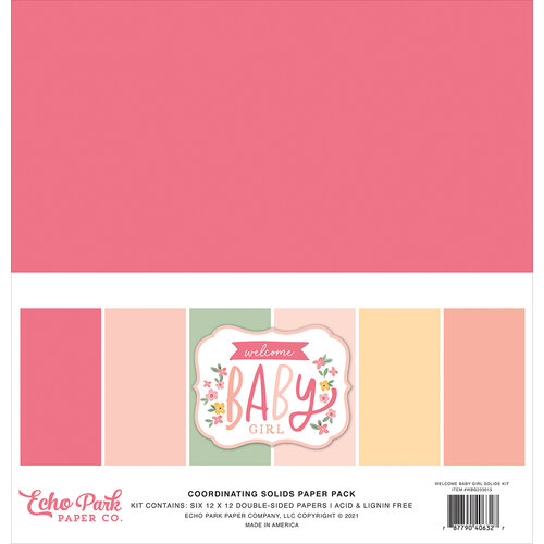 Echo Park - Welcome Baby Girl Collection - 12 x 12 Paper Pack - Solids
