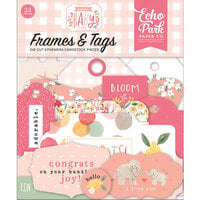 Echo Park - Welcome Baby Girl Collection - Ephemera - Frames and Tags