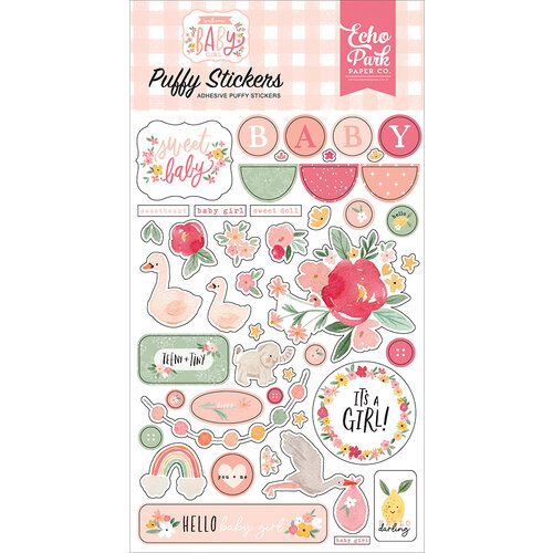 Echo Park - Welcome Baby Girl Collection - Puffy Stickers