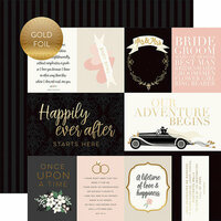 Echo Park - Wedding Day Collection - 12 x 12 Double Sided Paper with Foil Accents - Journaling Cards