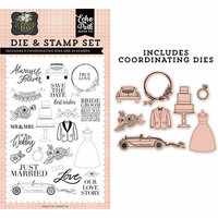 Echo Park - Wedding Day Collection - Designer Die and Clear Photopolymer Stamp Set - Our Love Story