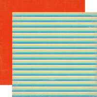 Echo Park - Walking On Sunshine Collection - 12 x 12 Double Sided Paper - Beach Stripe