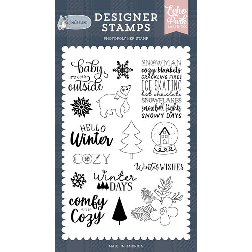 Echo Park - Winterland Collection - Christmas - Clear Photopolymer Stamps - Comfy And Cozy